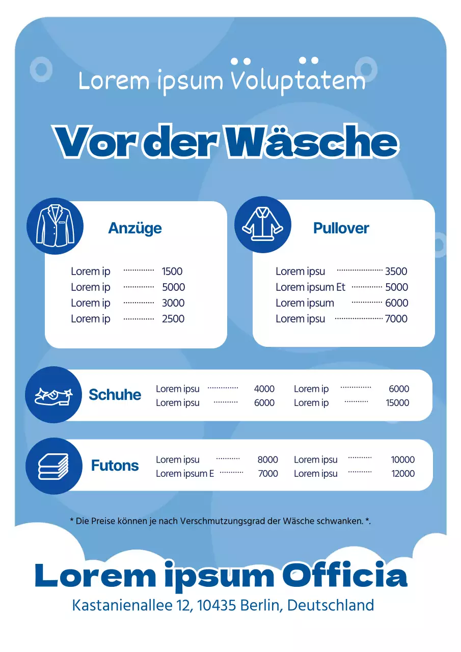 Blaue Illustration zur Förderung einer sauberen Wäsche