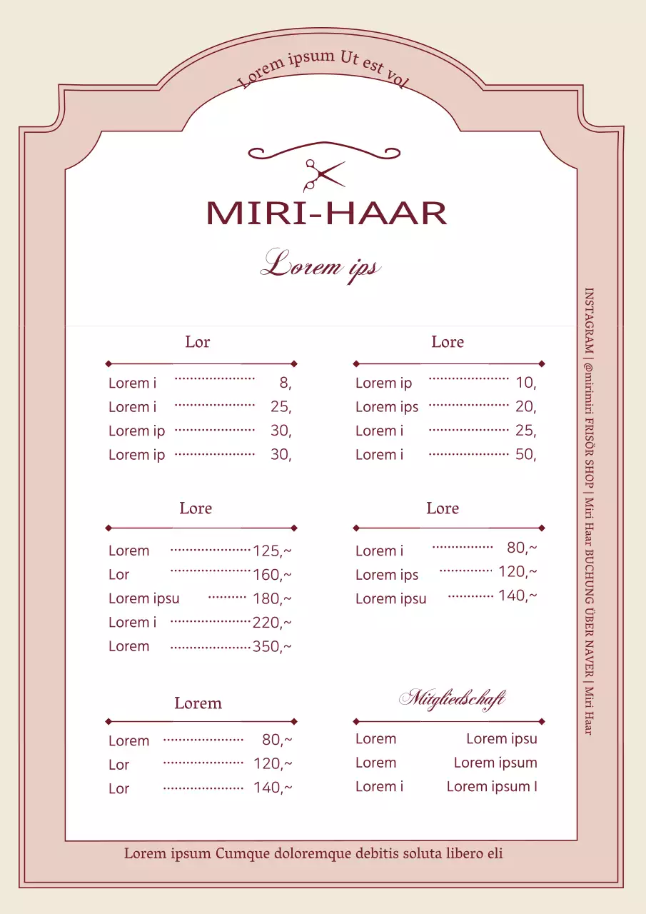 Braune Illustration Jahrgang Friseursalon Menü