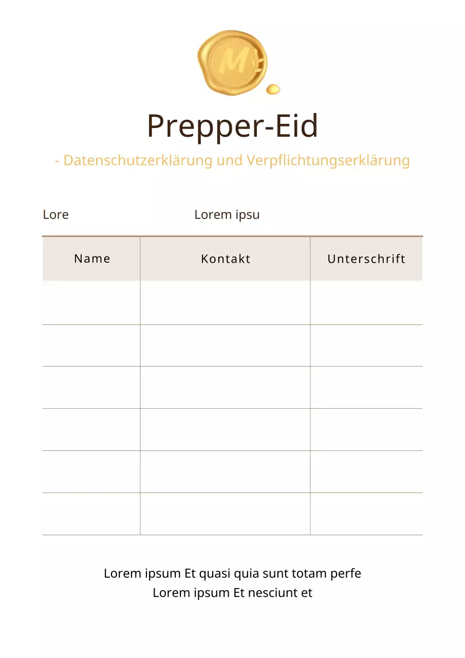 Die Escape-Room-Datenschutzklausel in brauner Tabellenform
