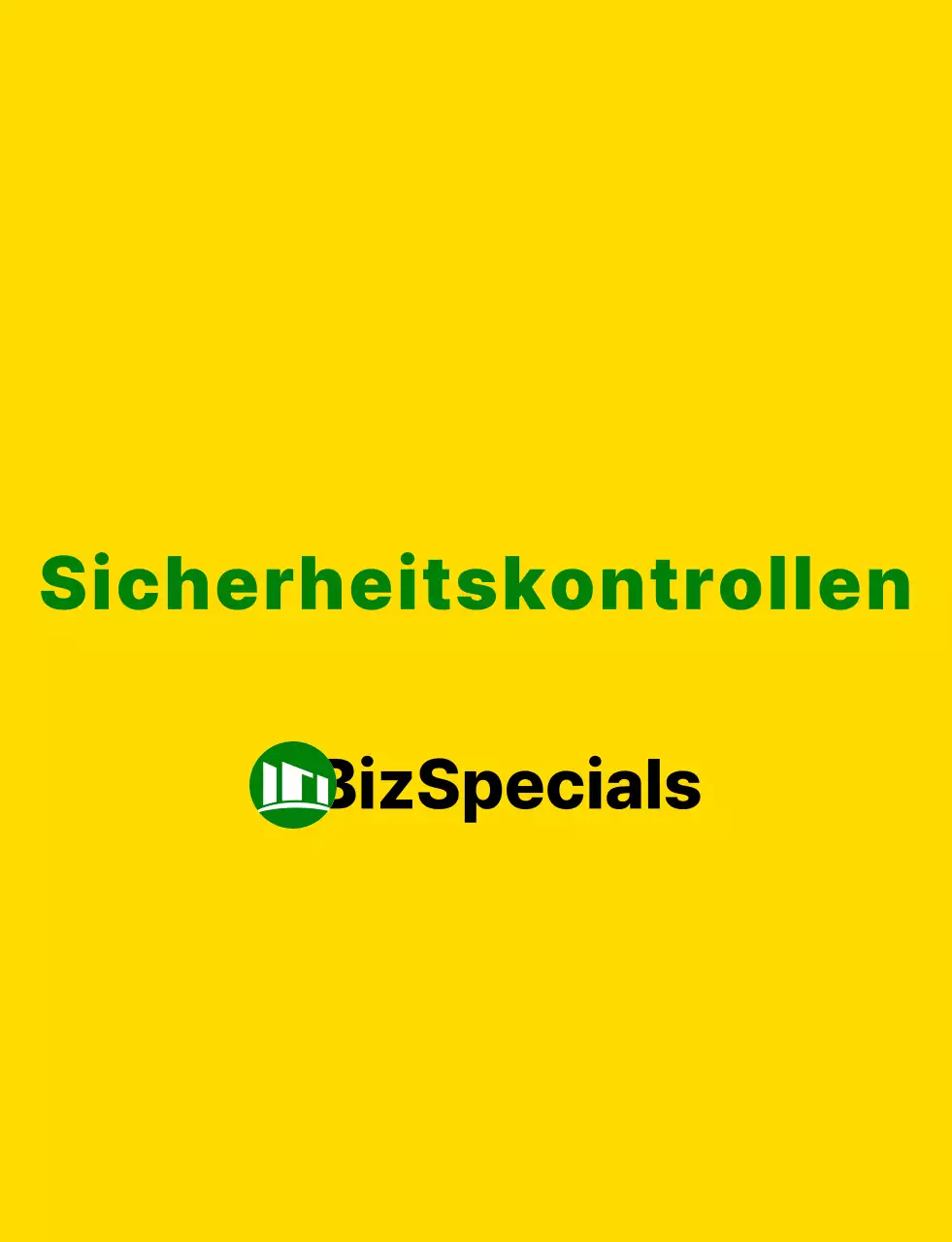 Ein sauberes gelbes und grünes Emblem und ein Text, der das Personal für Sicherheitsinspektionen hervorhebt