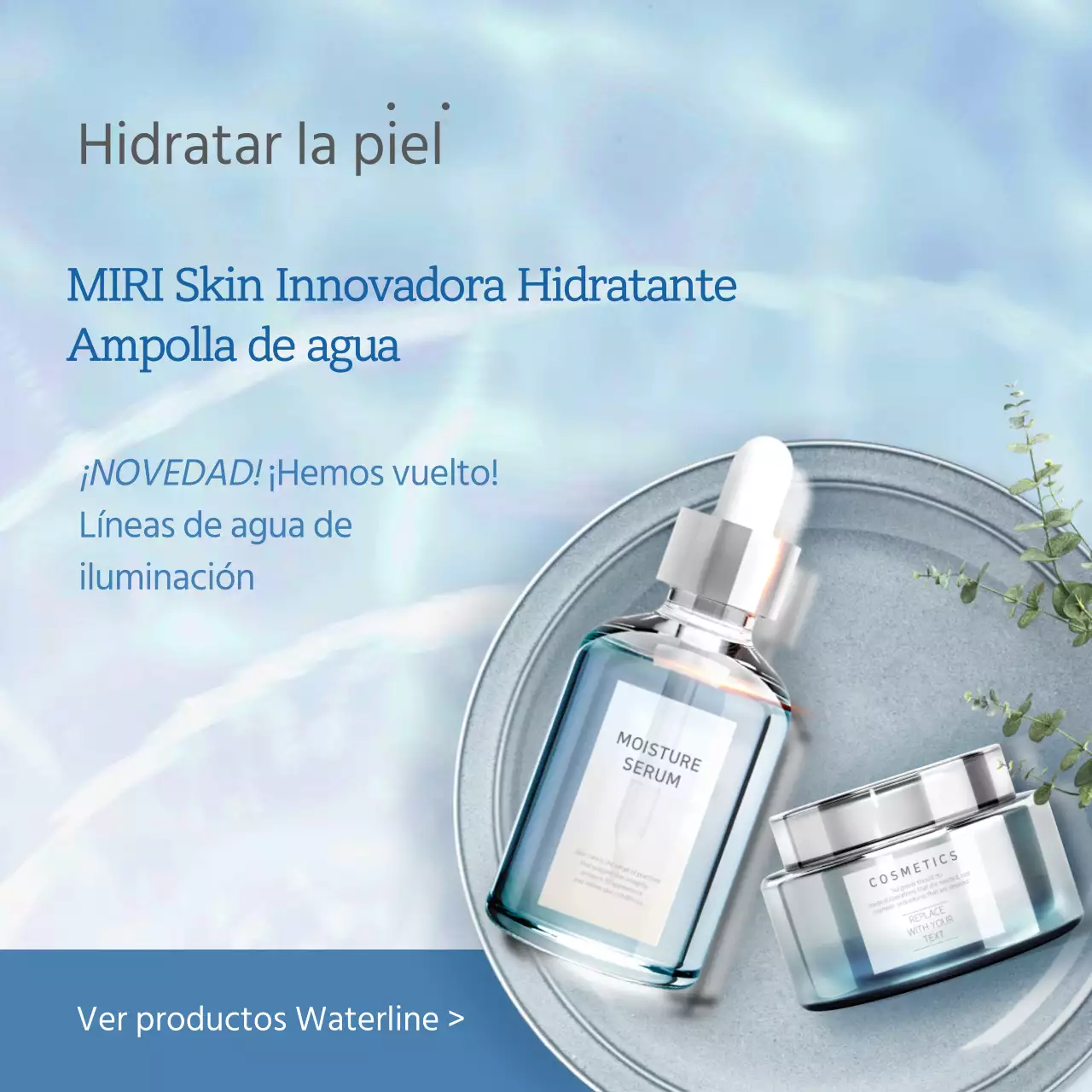 Concepto de cuidado de la piel azul y refrescante