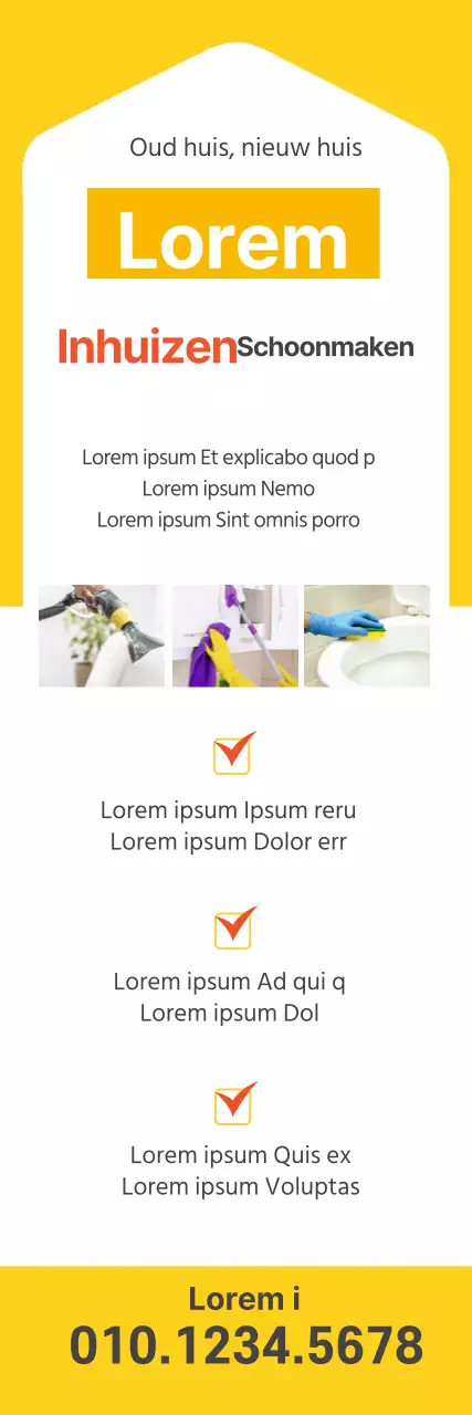 Gele illustratie schattige schoonmaakdienst holbo