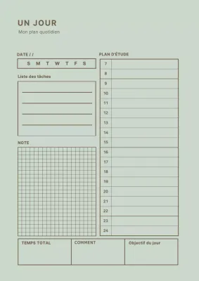 Planificateur linéaire simple en vert clair