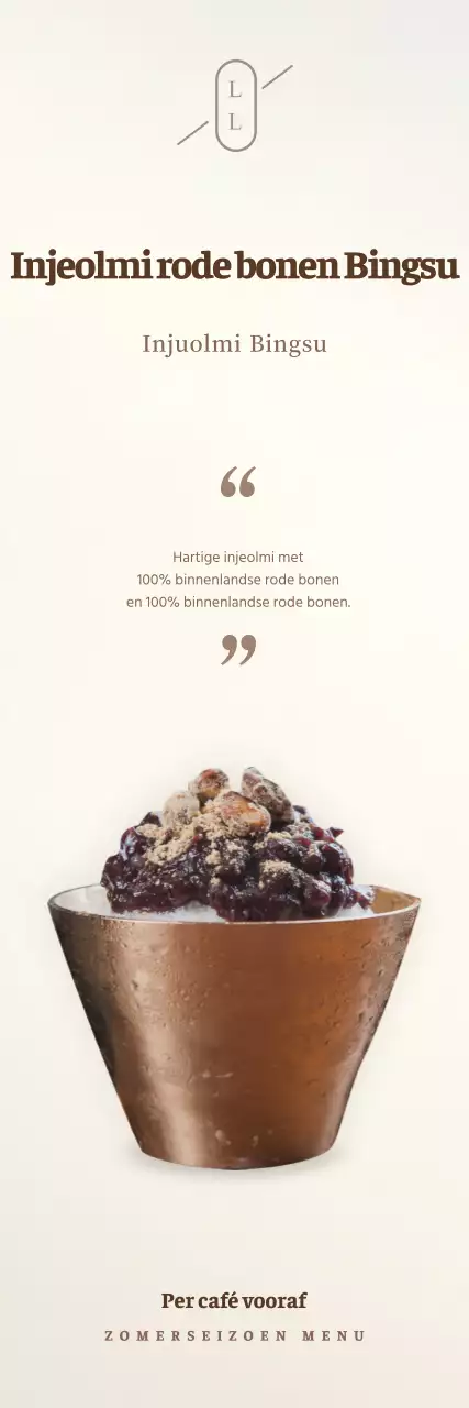 Eenvoudig bruin en beige cafémenu met rode bonenpasta