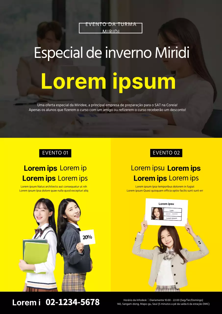Promoção de evento escolar SATs amarelo e preto