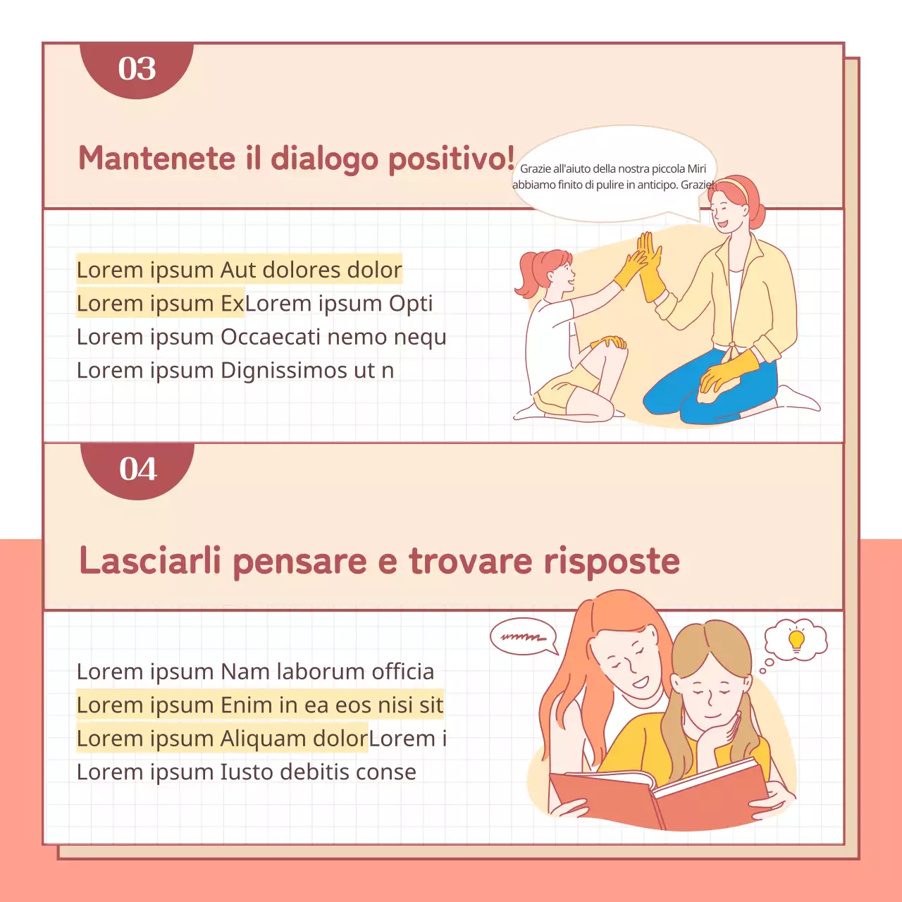Libretto illustrato sulla famigliaDialogo concettuale genitore-figlio