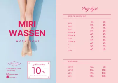 Schoon waxen winkel menu met roze foto markering