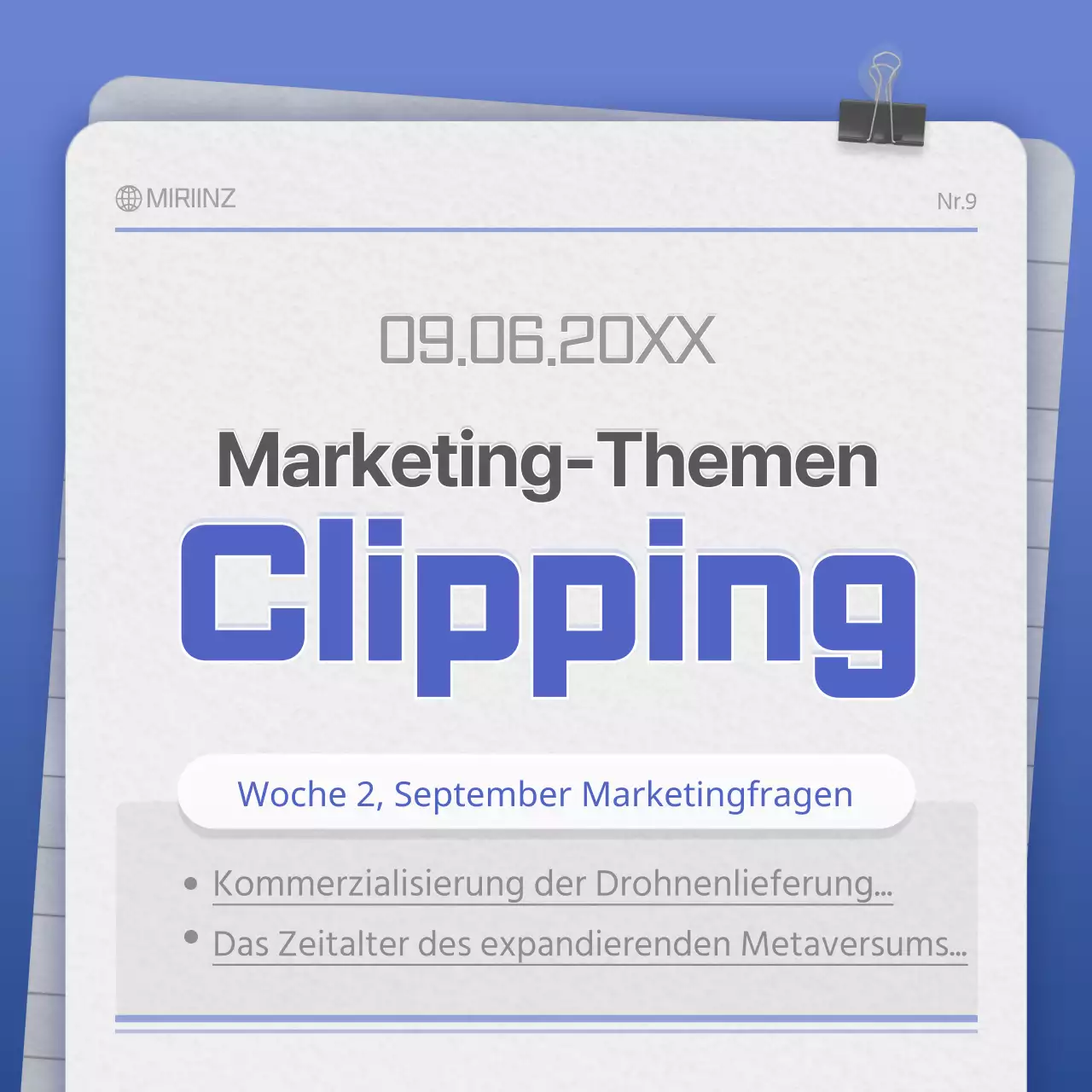 Papier Textur Karte in Blau und GrauConcept NewsClipping