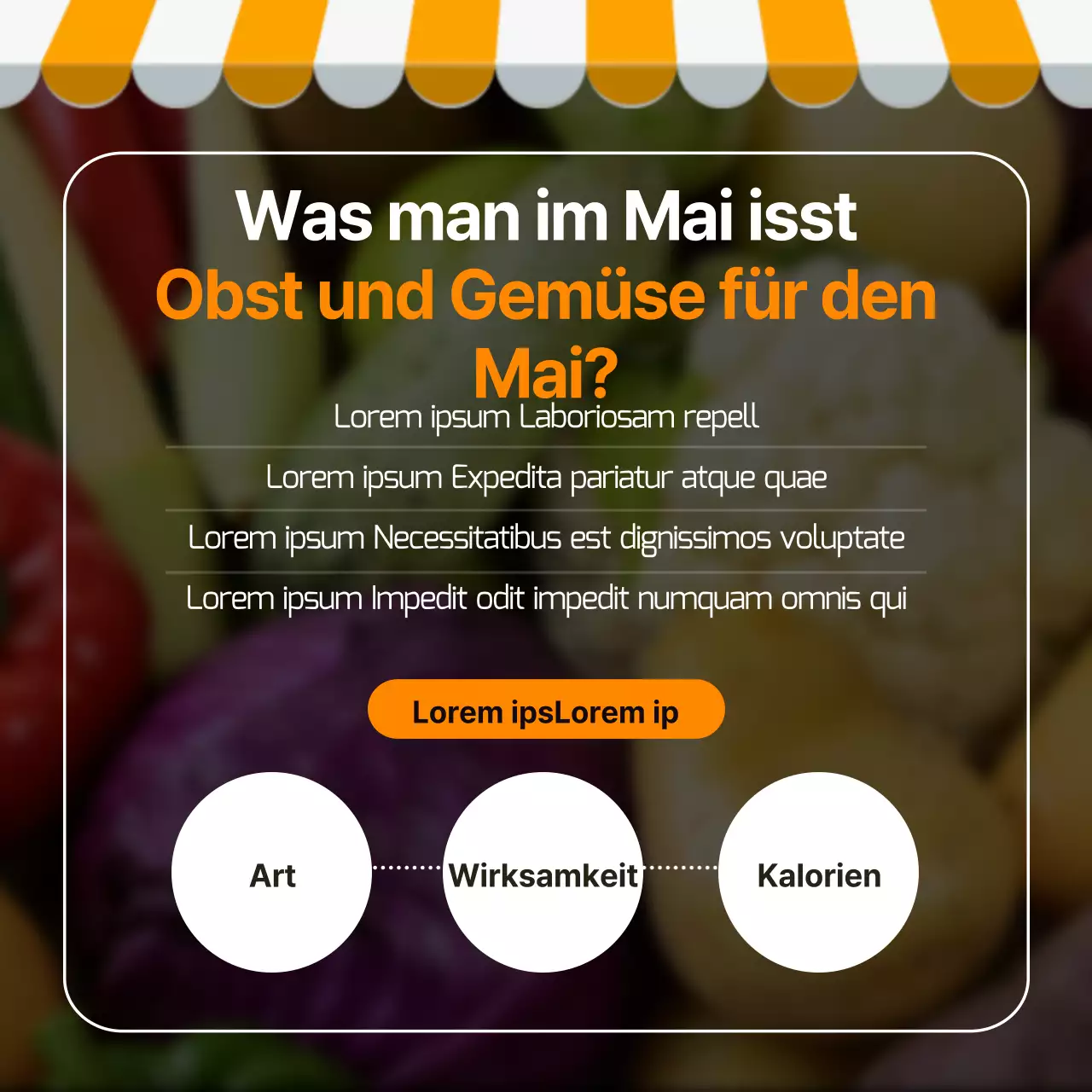 Obst und Gemüse der Saison im Mai CardNews Design in Gelb und Grün