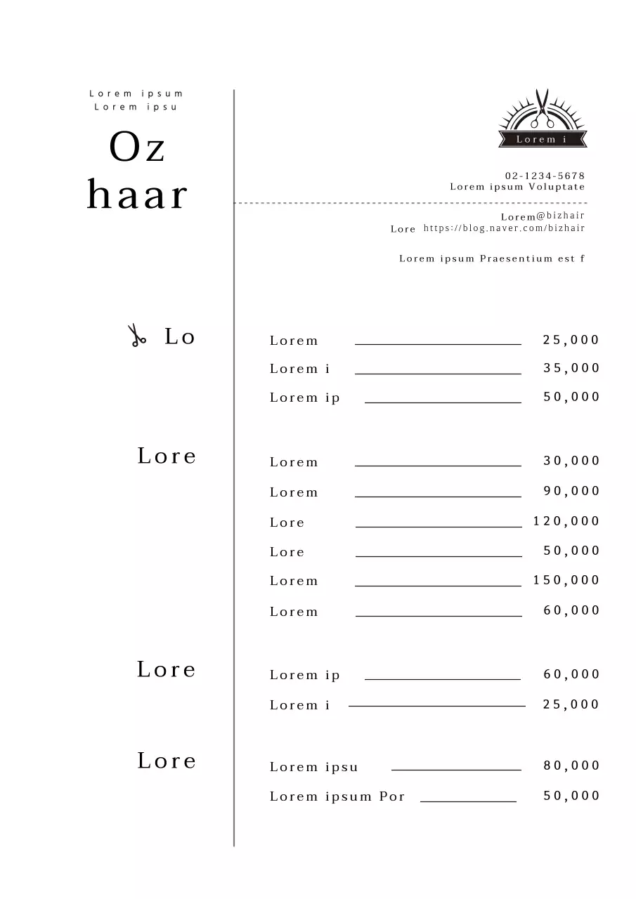 Schoon kapsalonkaart met zwarte letters