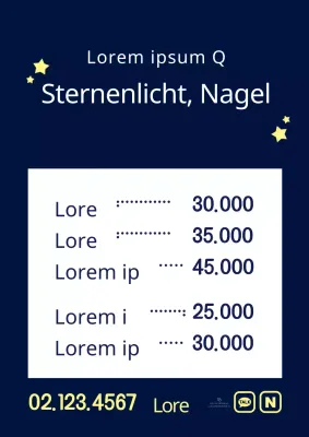 Werben Sie für ein einfaches Nailart-Menü mit einer marineblauen Sternillustration