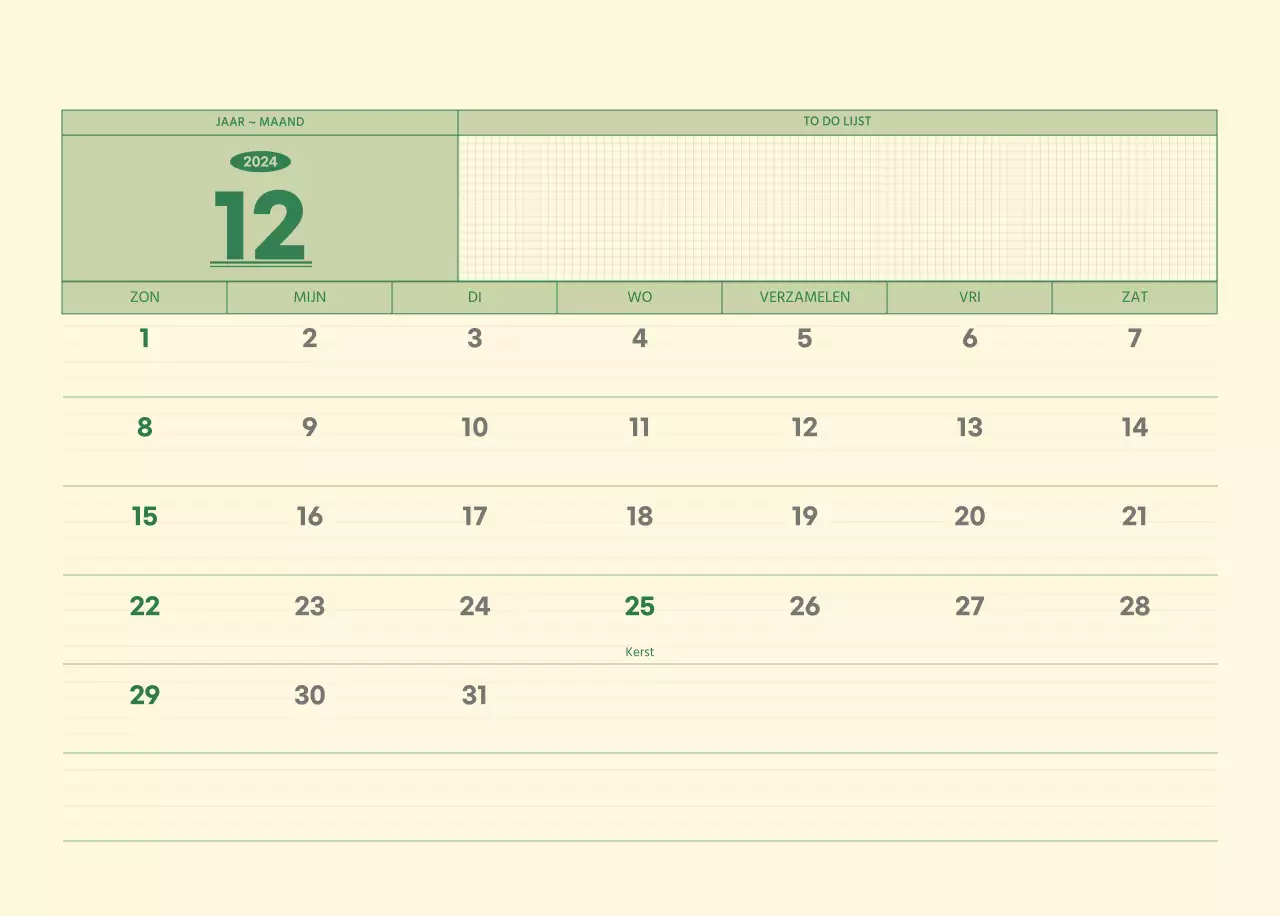 SAT D-day notitieblok concept wandkalender in groen en lichtgeel