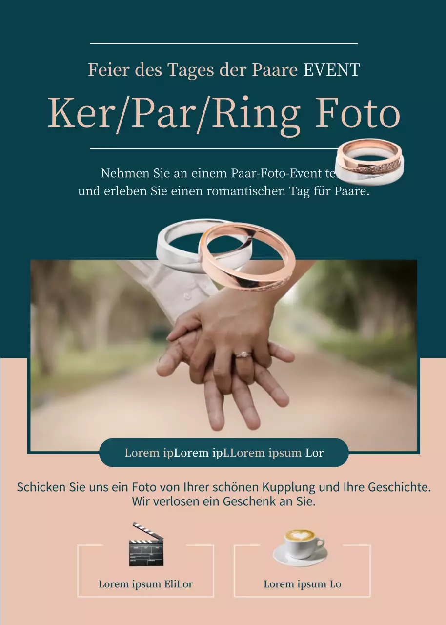 Eine zweifarbige Feier zum Tag des Paares in Dunkelgrün und Rosa