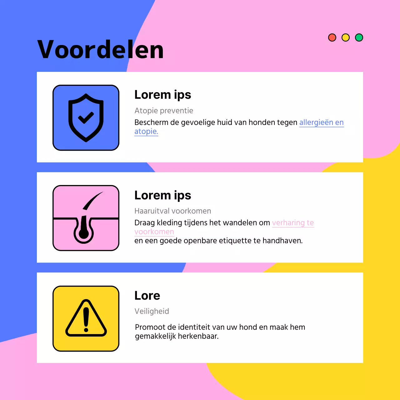 Blauw en geel roze hondenkleding social media sjabloon