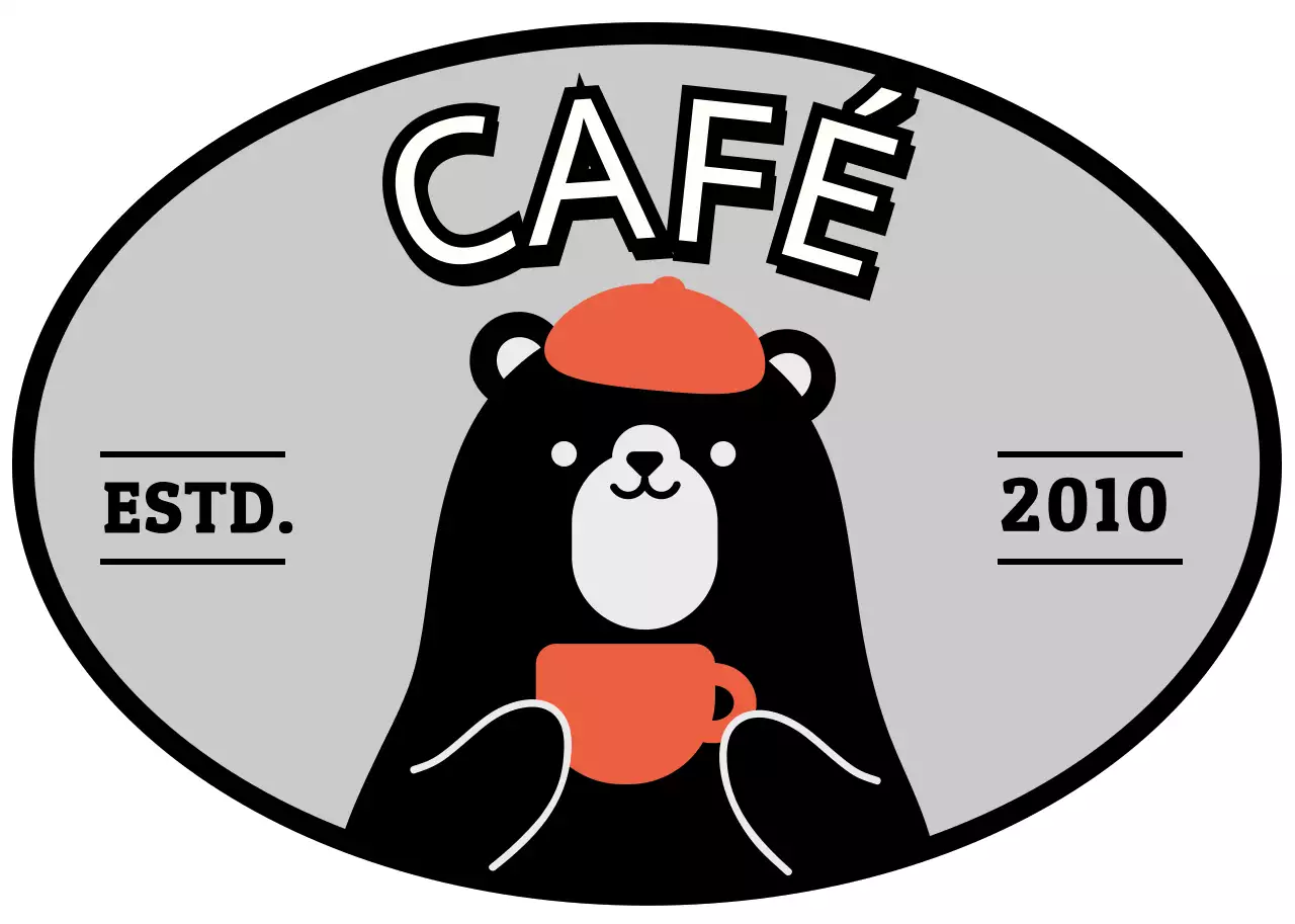 Chapéu preto laranja retro com logótipo de café