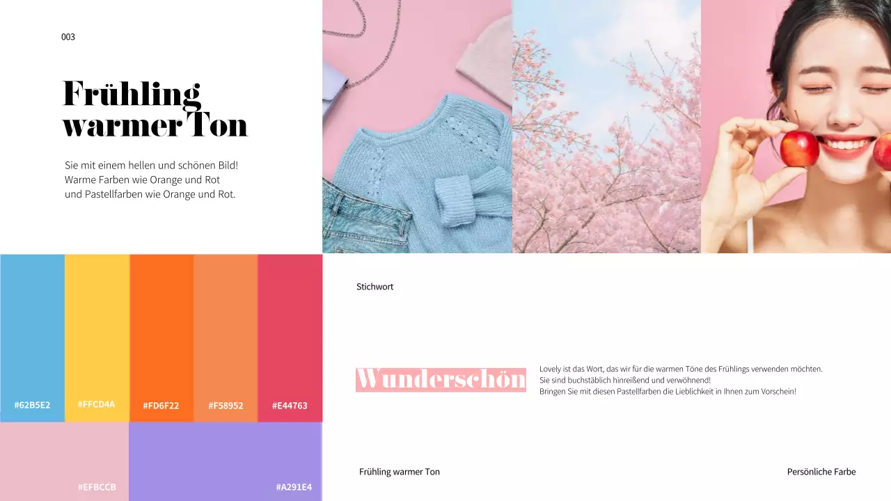 Ein Regenbogen von persönlichen Farben für Präsentationen