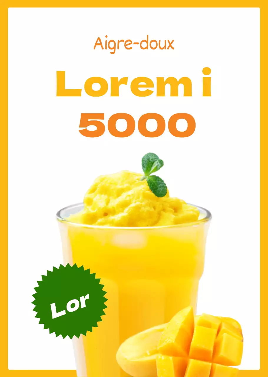 Smoothie à la mangue avec une mise en page simple en jaune