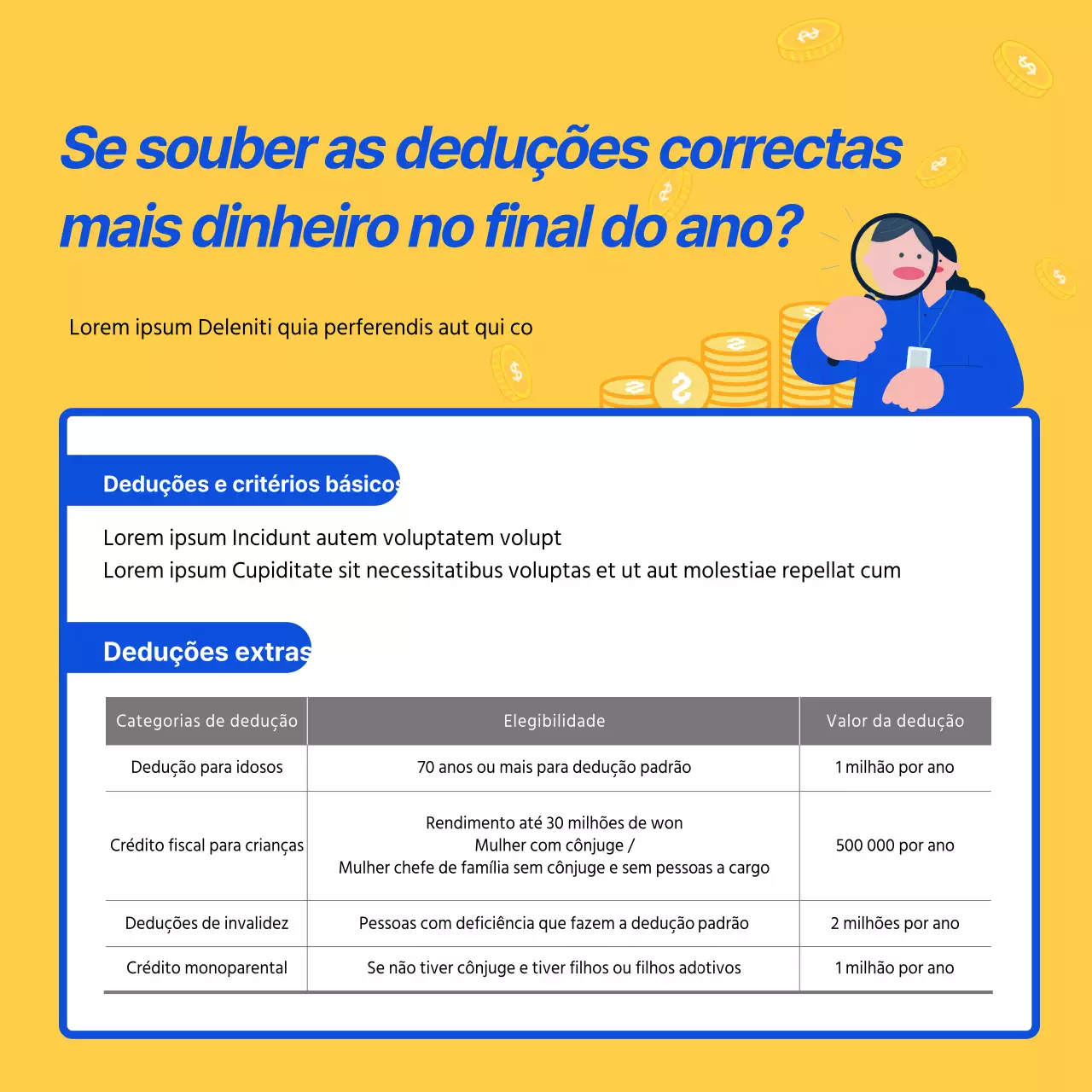 Informação de fim de ano em amarelo e azul