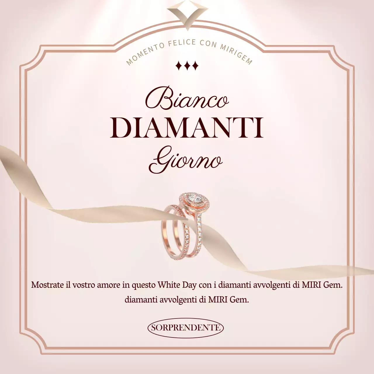 Promozione dell'anello di diamanti del giorno bianco