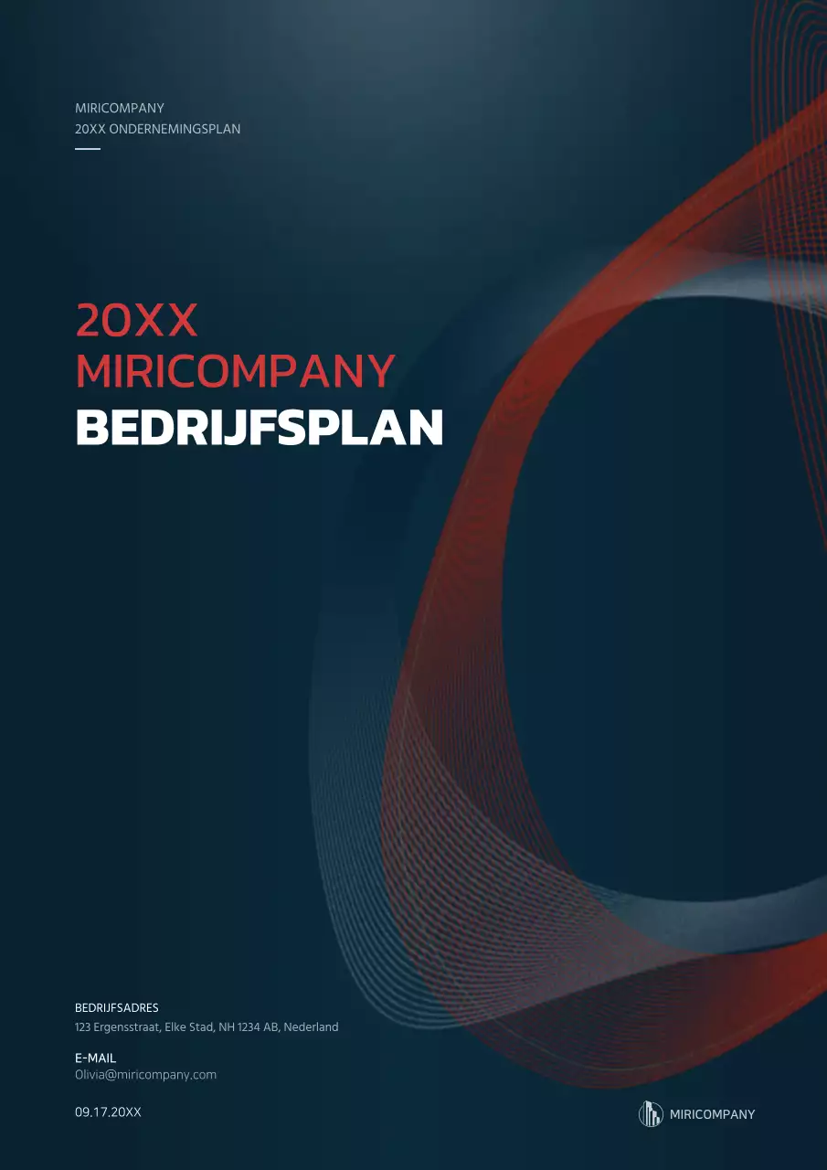 Grafisch concept ondernemingsplan in marineblauw en rood