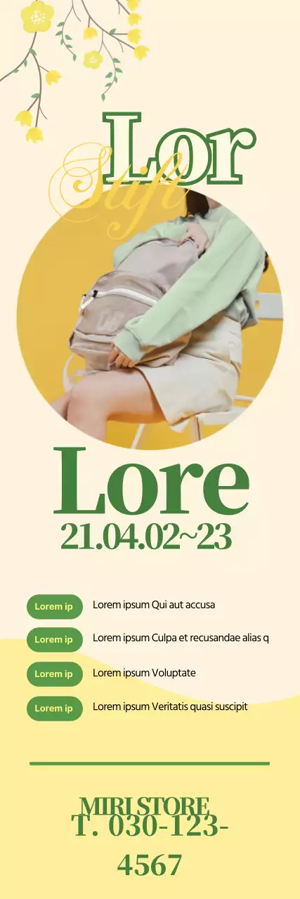 Gelb-Grünes Foto-Highlight Gepflegte Frühlingstaschen Werben Sie für eine Verkaufsveranstaltung