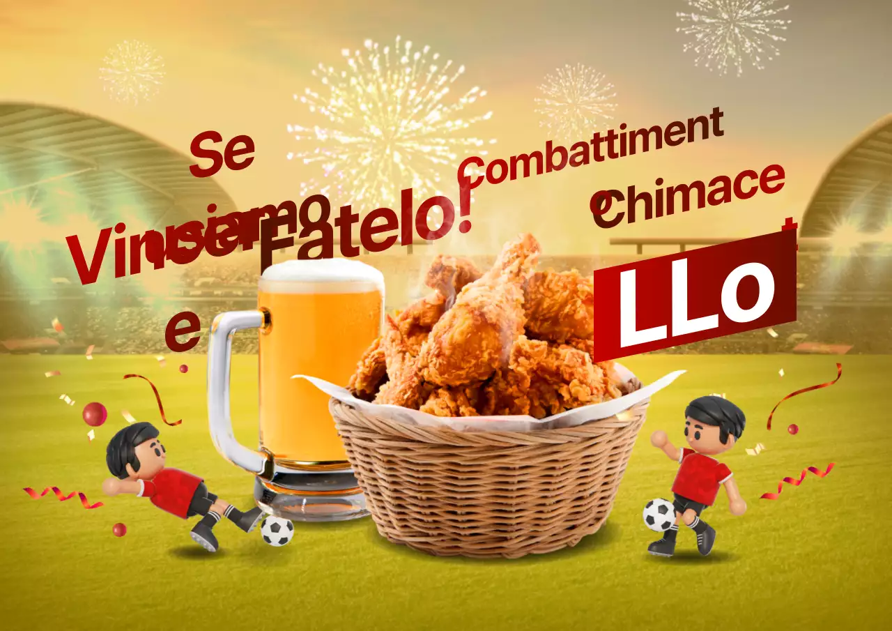 Tema della Coppa del Mondo di Chimacet con sfondo colorato giallo-rosso e concetto di illustrazione 3D