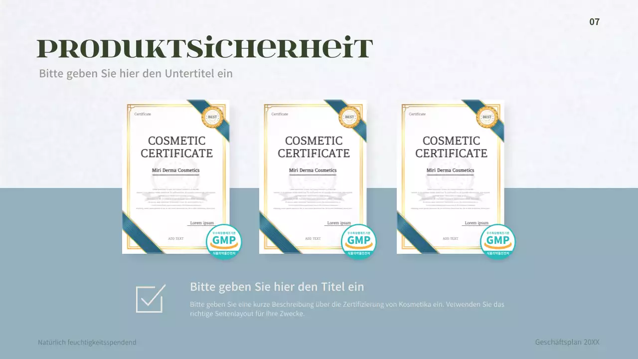 Geschäftsplan für ein dunkelgrünes Dermakosmetikkonzept