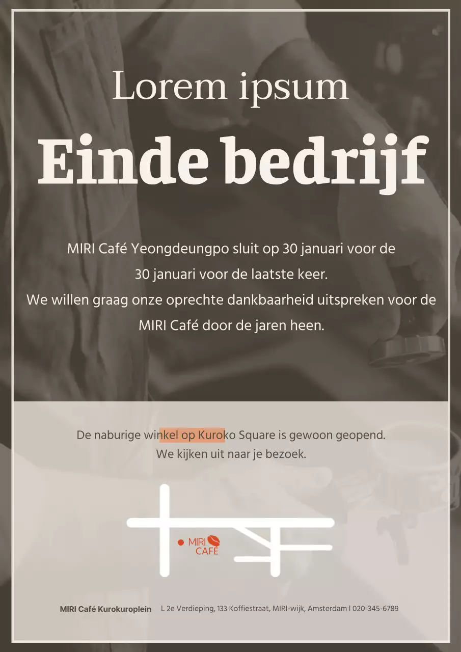 Een eenvoudige aankondiging in bruin en oranje