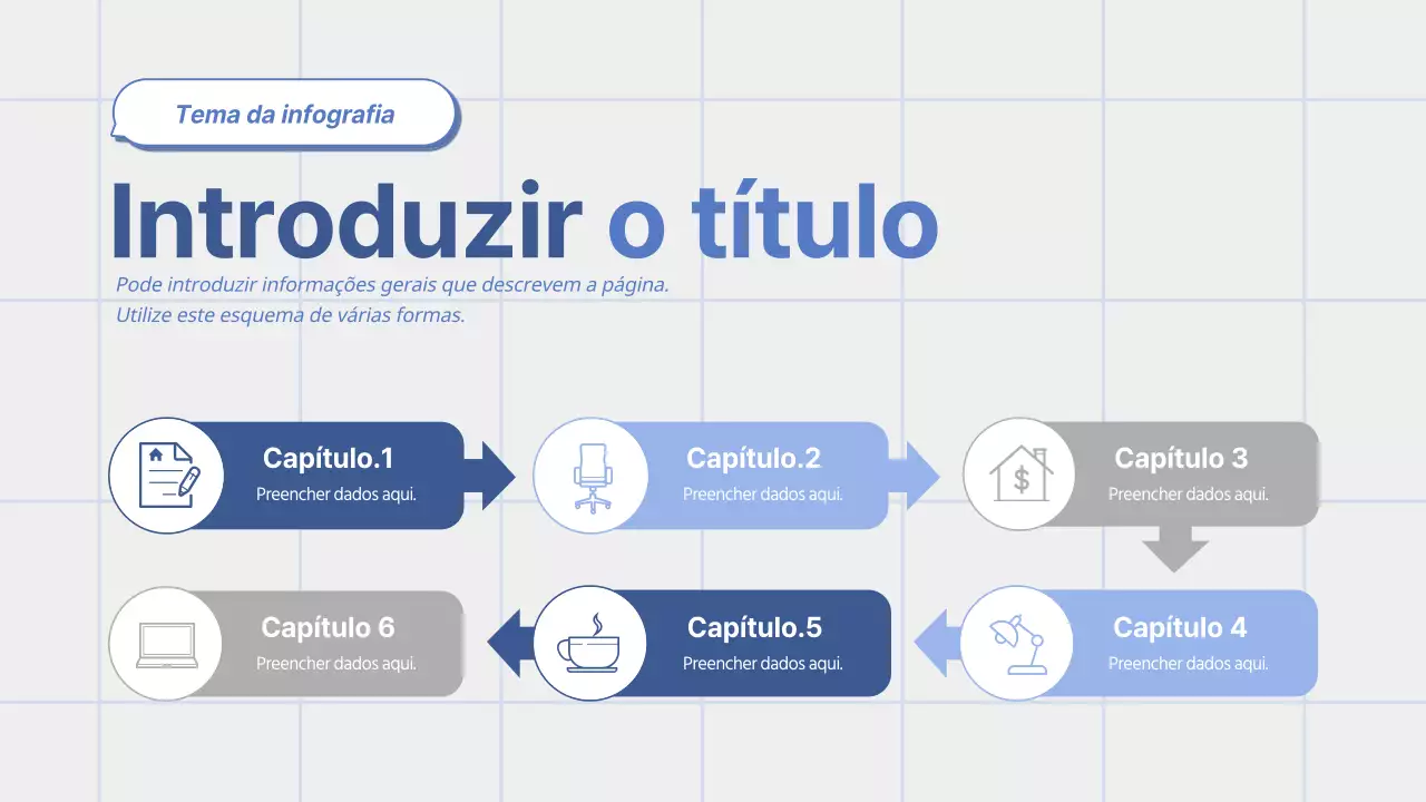 Linha cronológica concetual gira em azul e cinzento