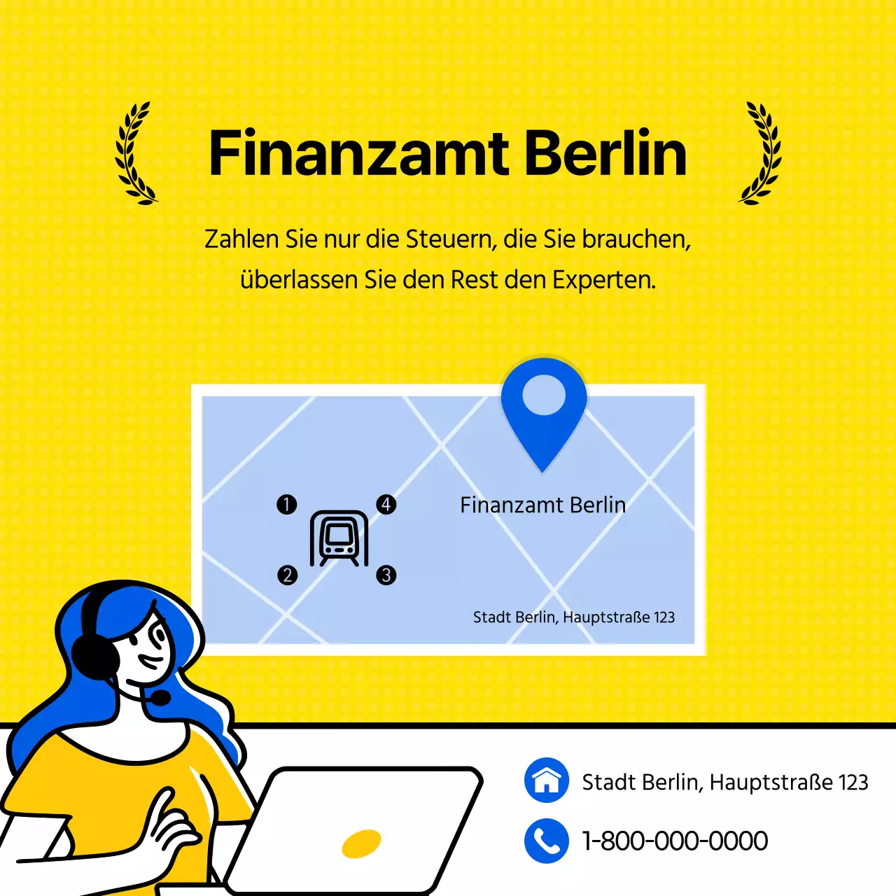 Bereitstellung vorbildlicher Steuerzahlerinformationen mit einem gelben Taschenrechner (Card News)