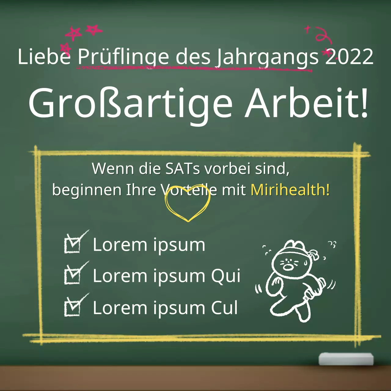 Grüne Kreidetafel SAT-Veranstaltungen