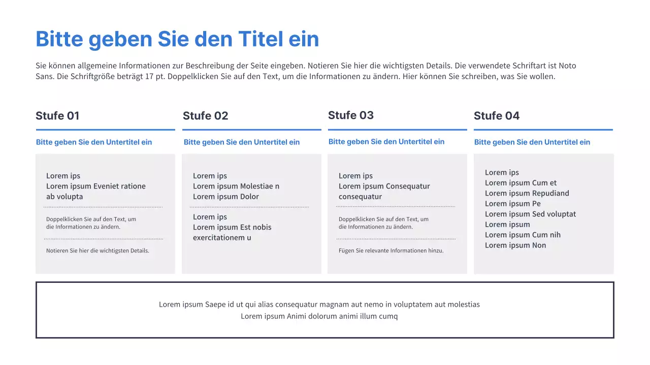 Ein einfacher Zeitstrahl in Blau und Grau