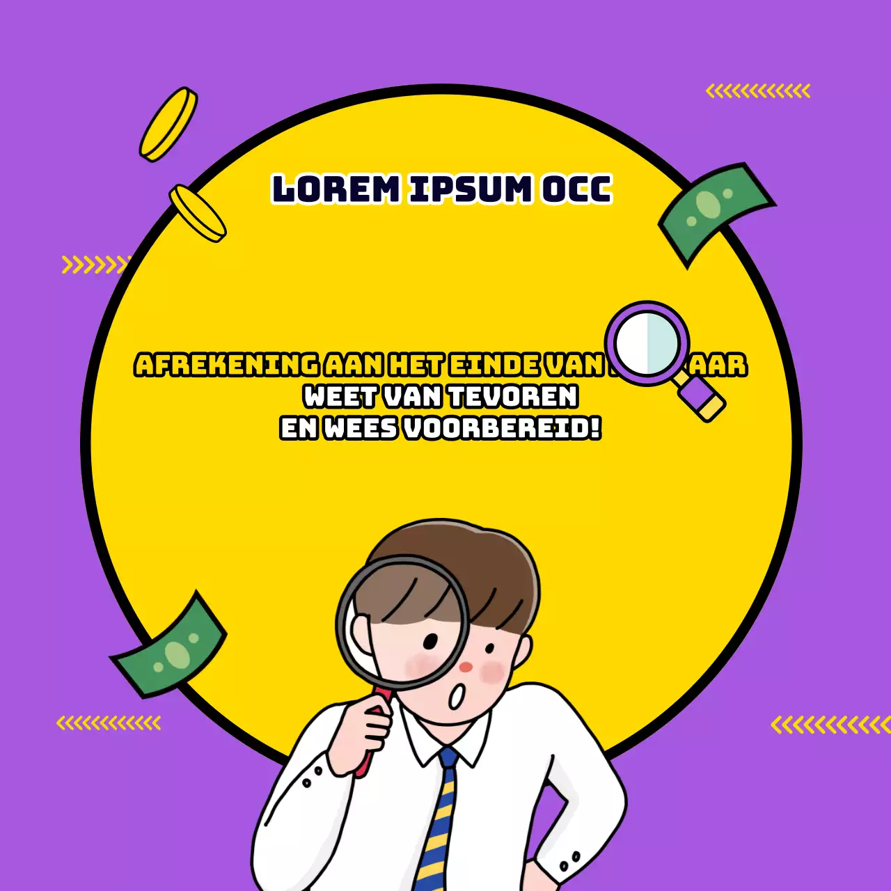 Eindejaarsreconciliatie met schattige paarse en gele illustraties