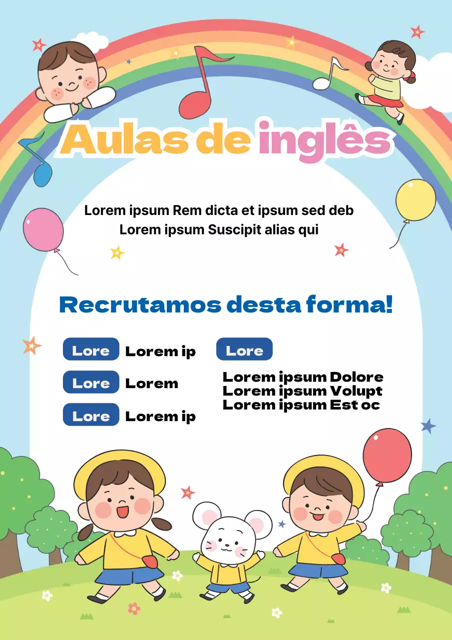 Ilustração azul clara de crianças giras Sala de aula inglesa promoção escolar