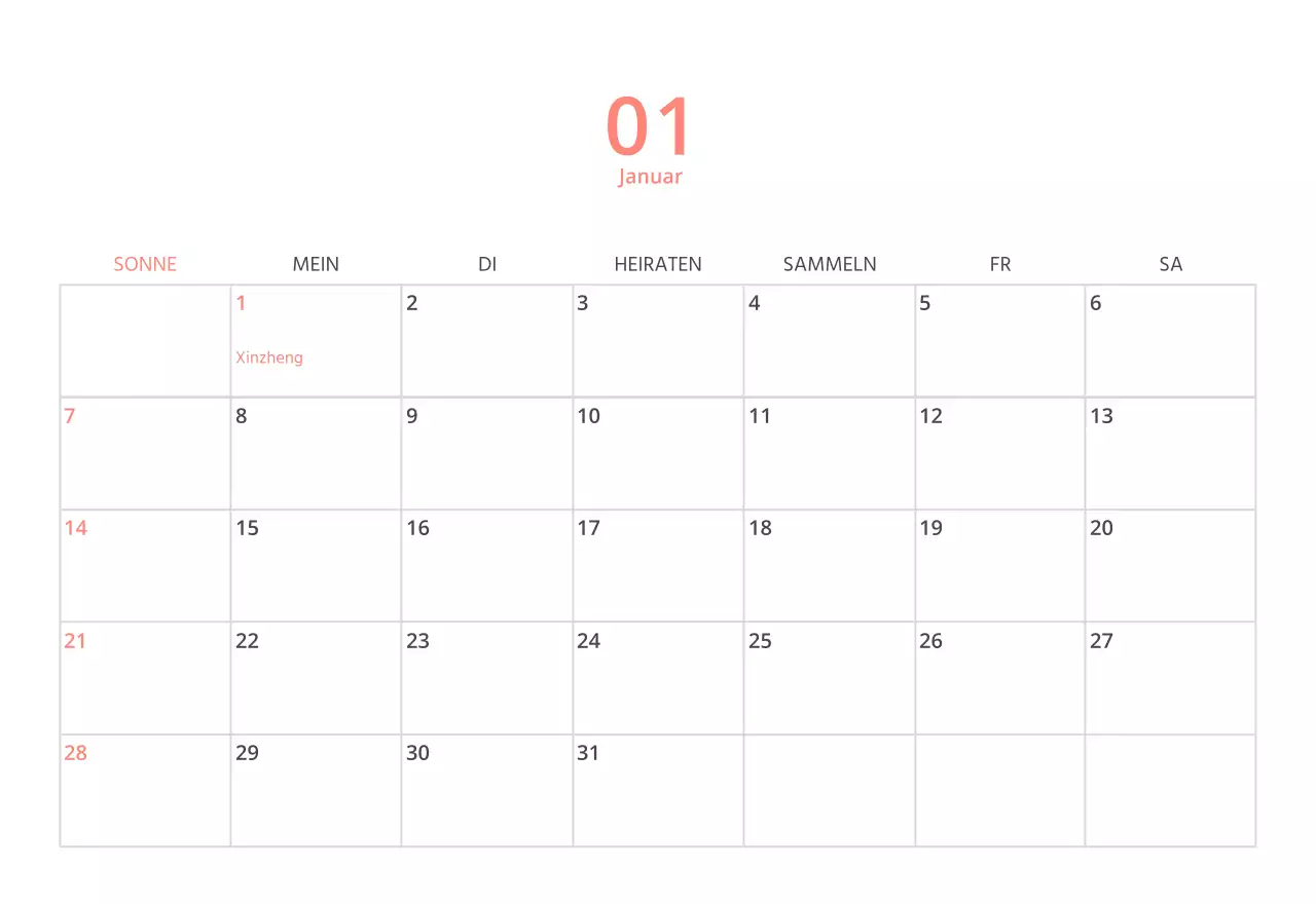 Niedlich illustrierter grüner Tischkalender mit Familienthemen