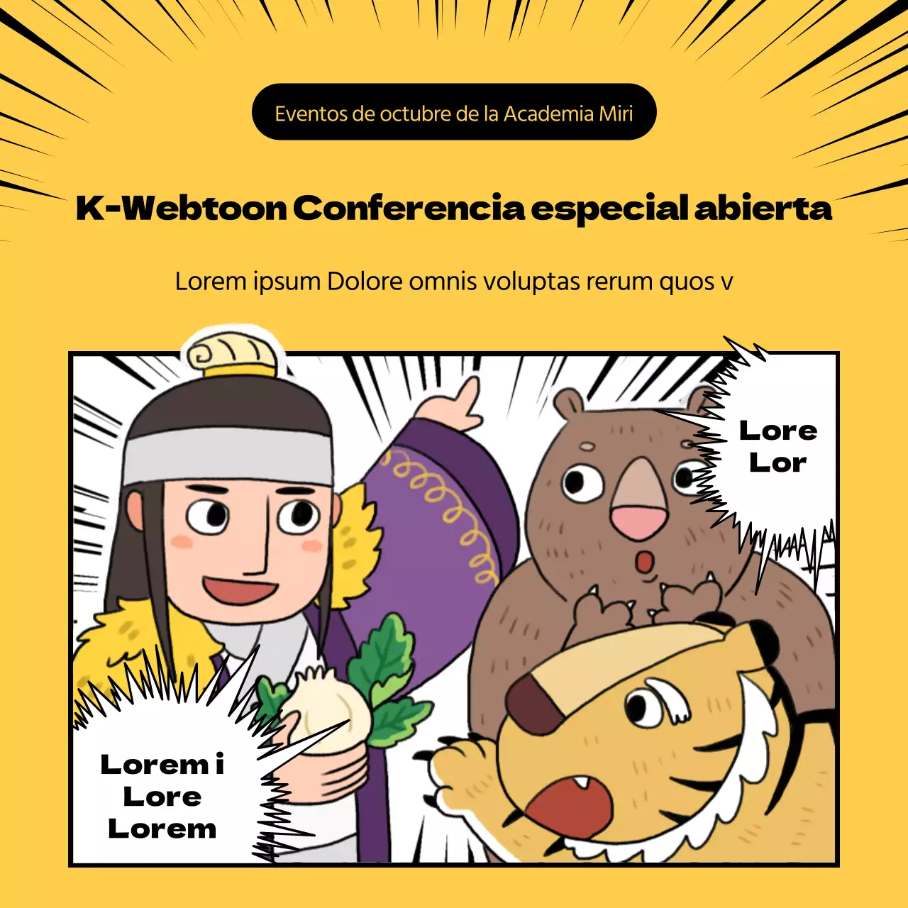 Promoción especial de conferencias de K-Webtoon con el concepto de ilustración mitológica de Dangun para la apertura del nuevo año.
