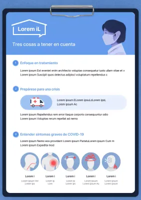 Concepto de portapapeles Blue's para instrucciones de cuidado en casa