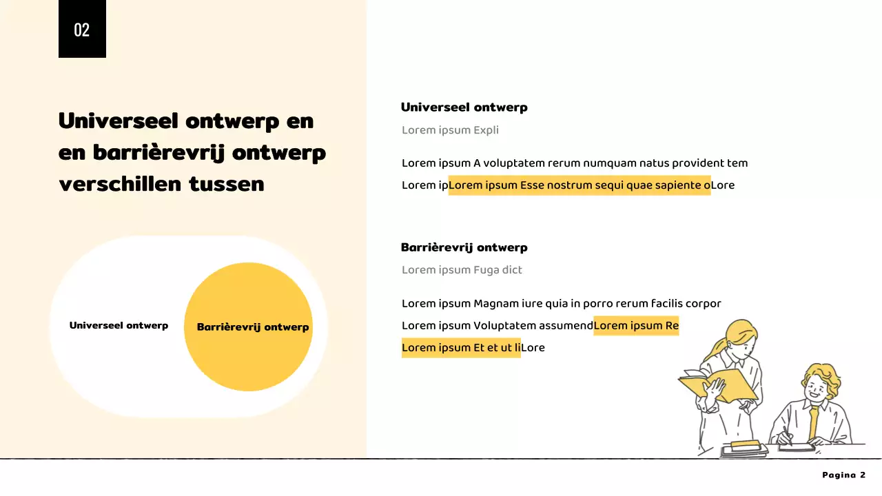 Gele minimalistische barrièrevrije designpresentatie