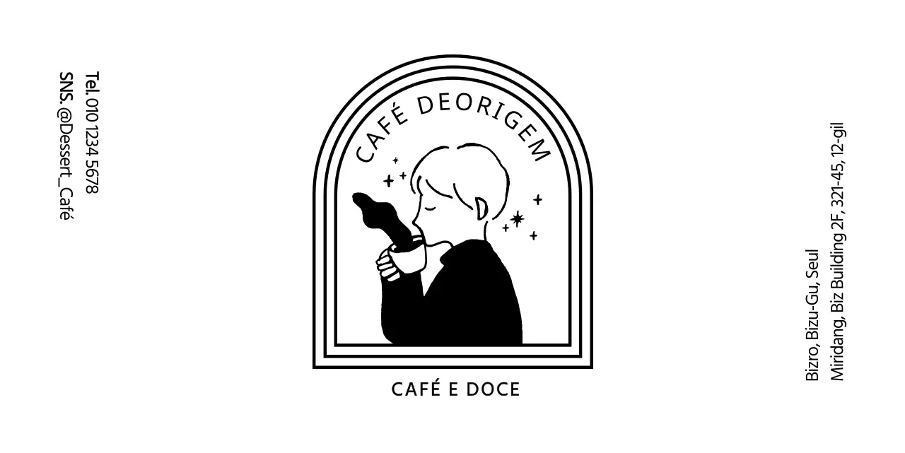 Estilo de logótipo de ilustração de carácter simples e emocional para informações sobre cafés e serviço de apoio ao cliente
