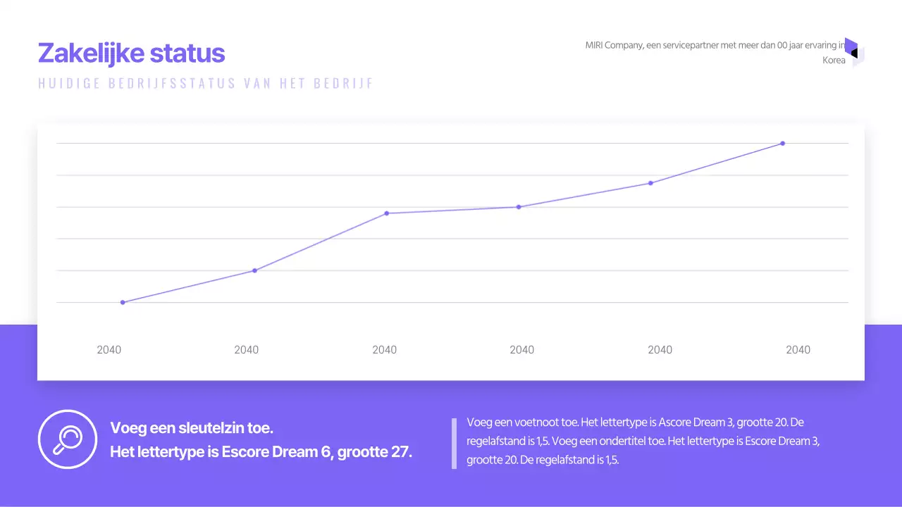 Eenvoudige bedrijfslijngrafiek in paars