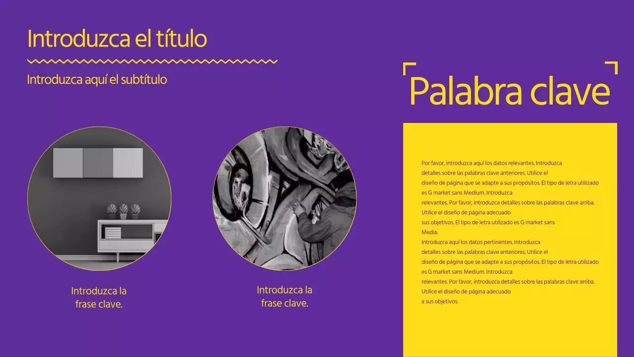 Una presentación fuerte y limpia en amarillo y morado