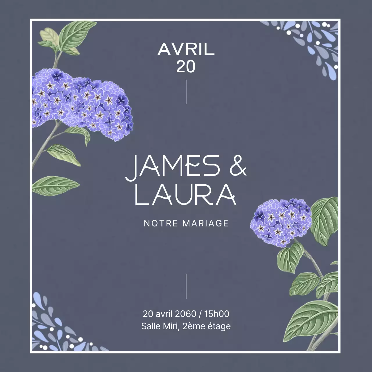 Une invitation de mariage sentimentale avec un motif floral beige