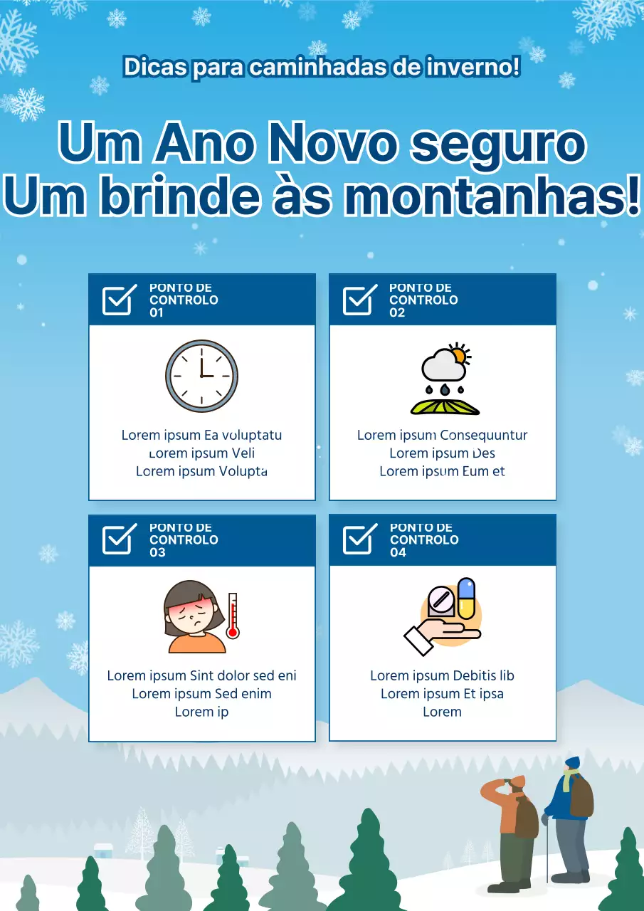 Uma caminhada de Ano Novo com um conceito ilustrado muito giro