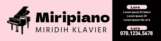 Pinke Keyboard-Illustration zur Werbung für eine Musikschule