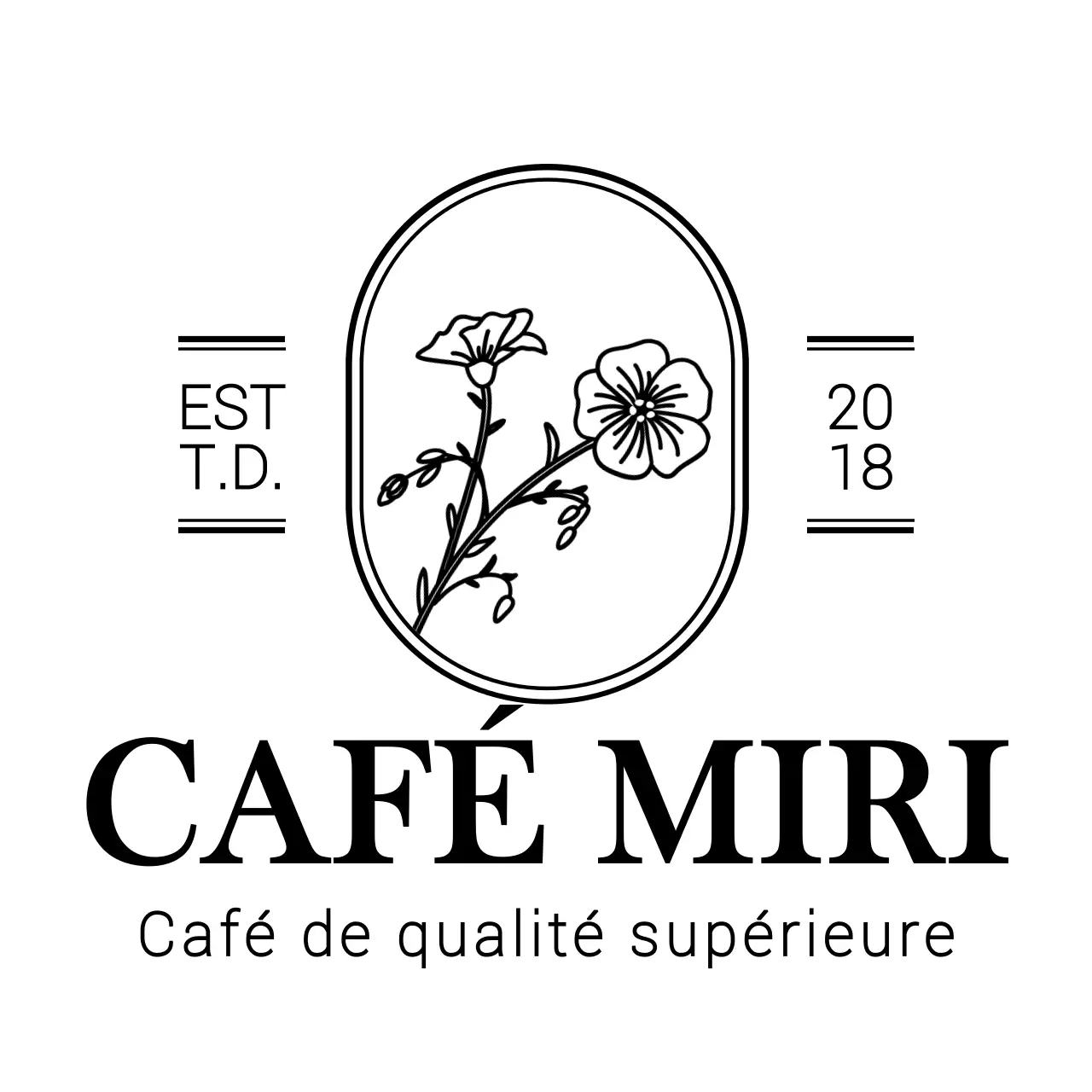 Illustration botanique émotionnelle logo style café en noir