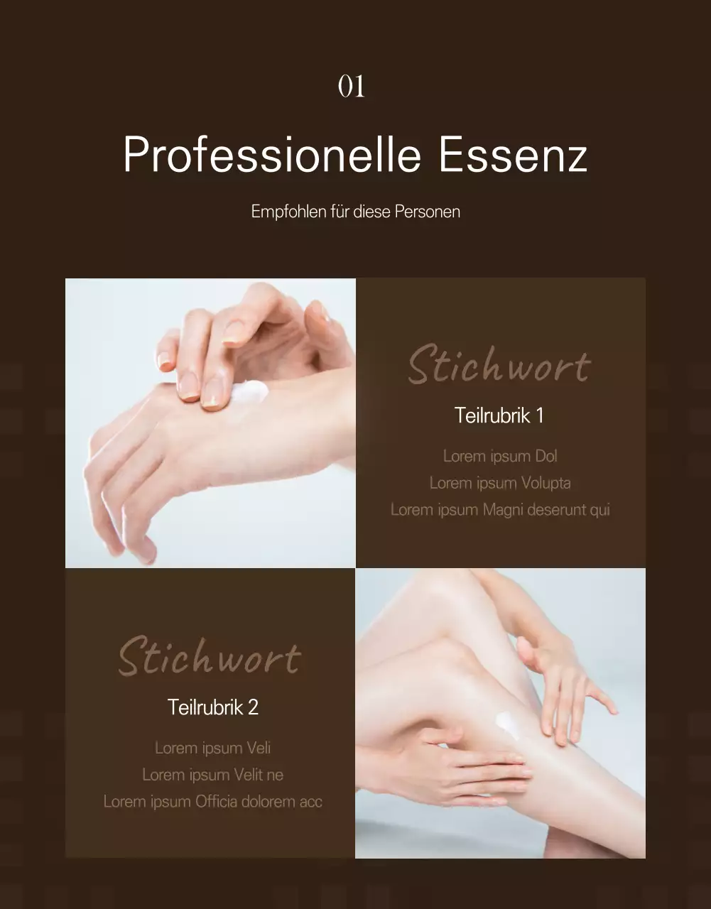 Förderung des Konzepts der dunkelbraunen Luxuskosmetik