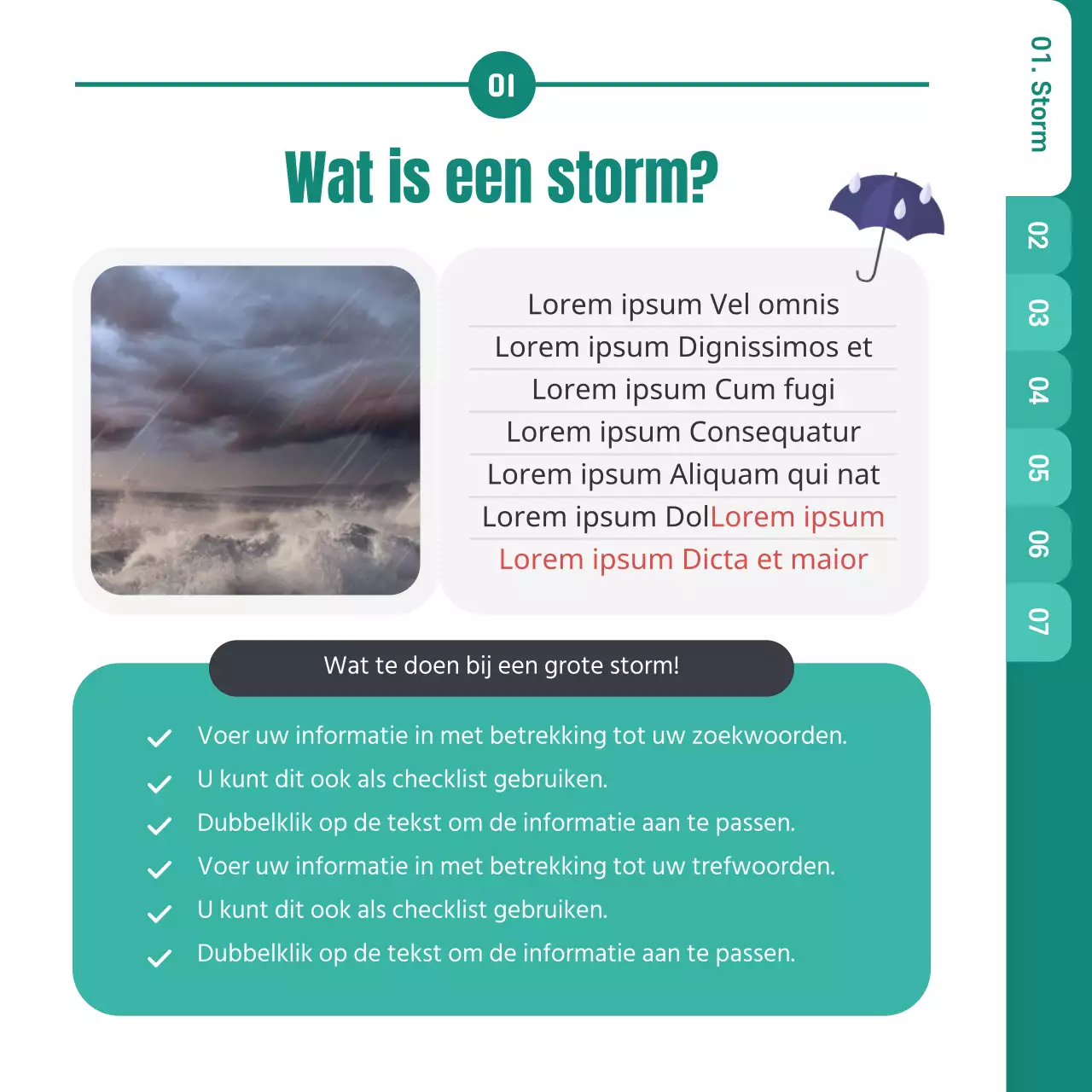Turquoise gids voor paraatheid bij rampen cardnews design