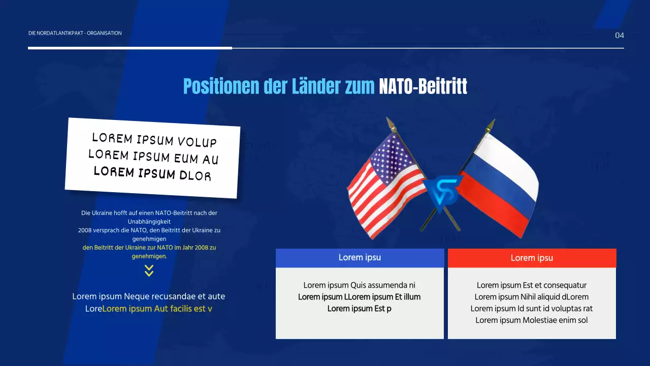 Einfache Darstellung der Nordatlantikvertragsorganisation in Blau