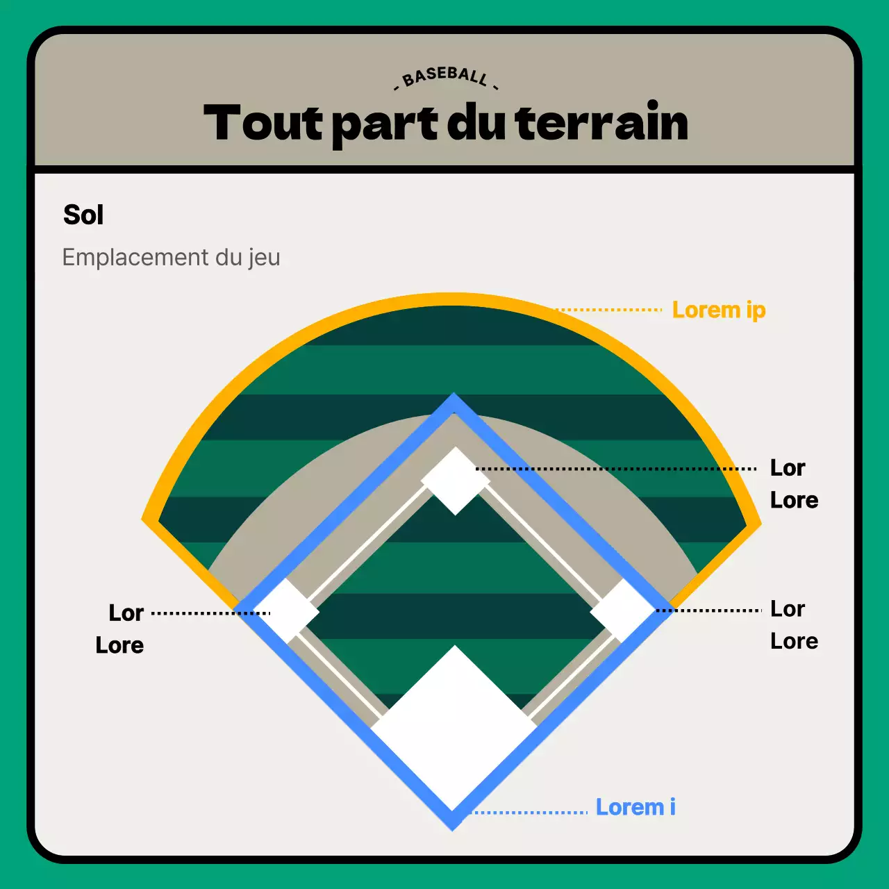 Beige Turquoise Modern Baseball Information
