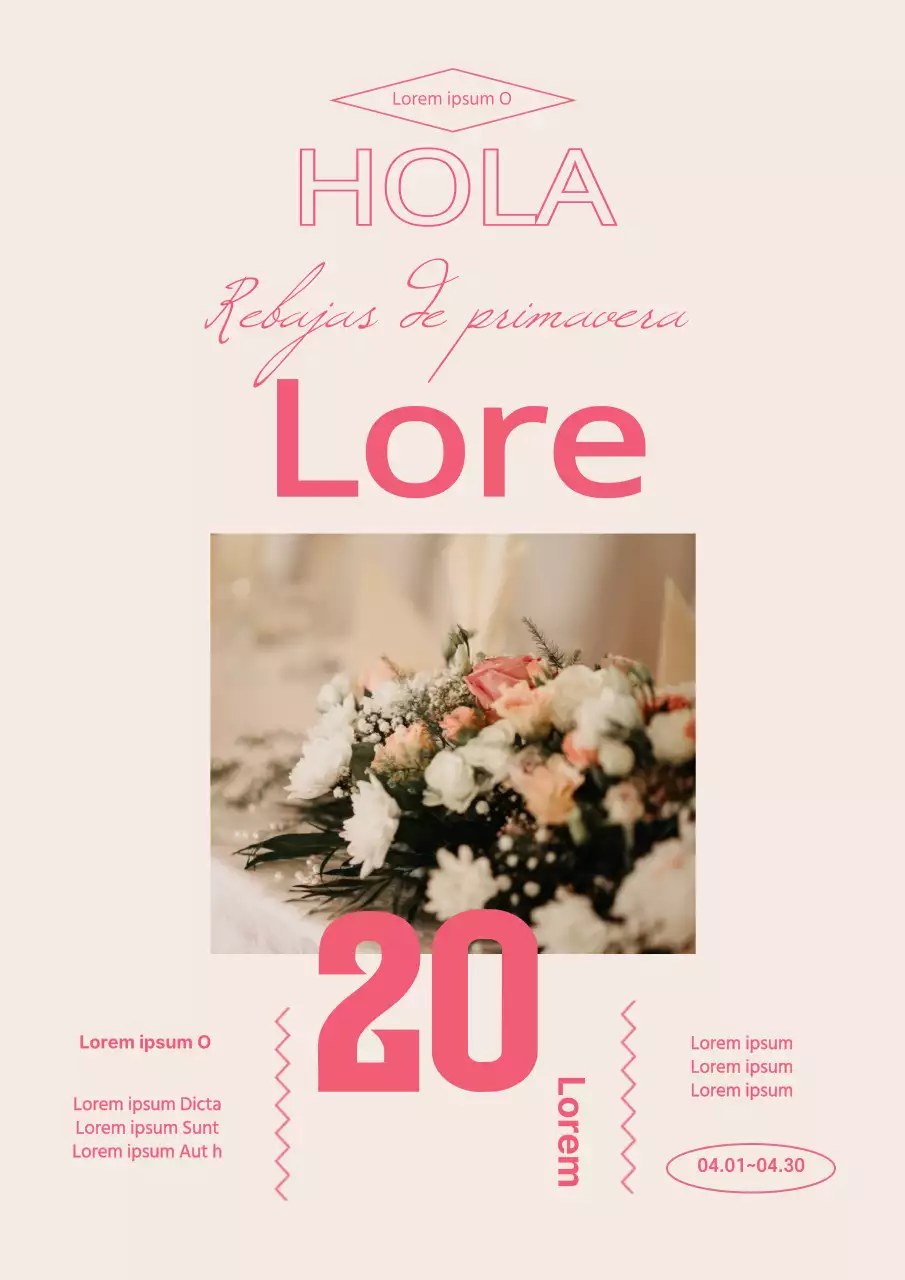 Una foto rosa resalta una venta vintage de primavera